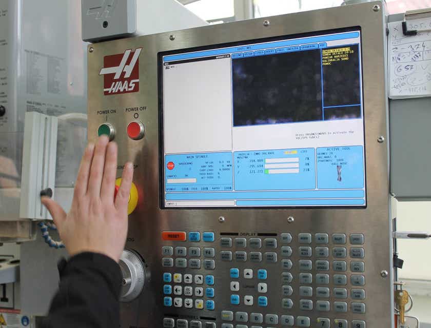 Description: Skilled CNC machinist operating advanced machinery, meeting high demand in the manufacturing industry, creating precision parts, and bridging the skills gap.